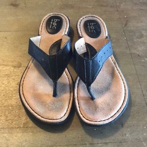 Born black leather sandals